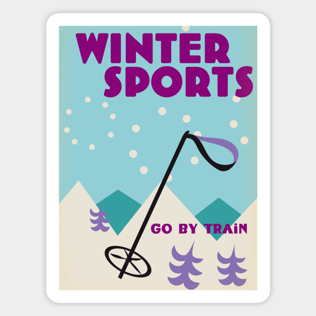 Winter Sports retro style poster Magnet by nickemporium1